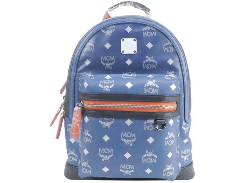 blue mcm backpack