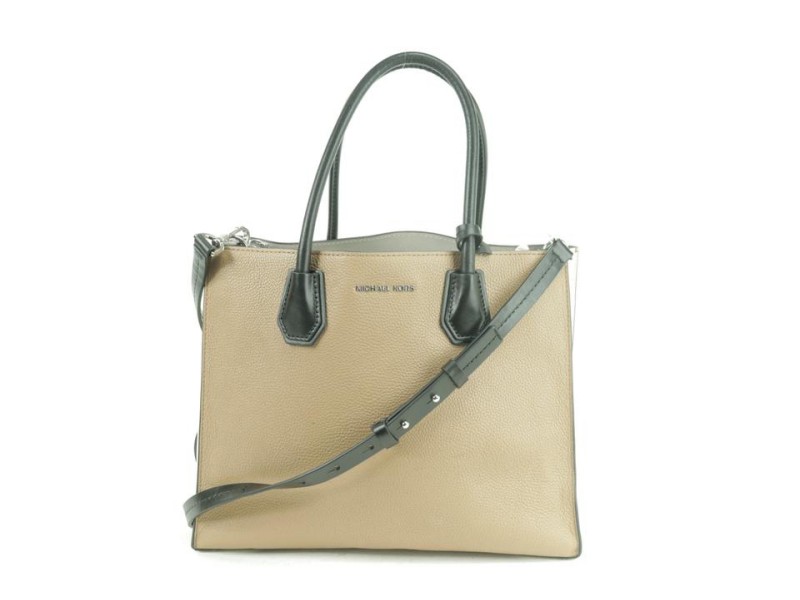 Michael Kors 2way Leather Tote With Strap Brown White Black 11MK0102