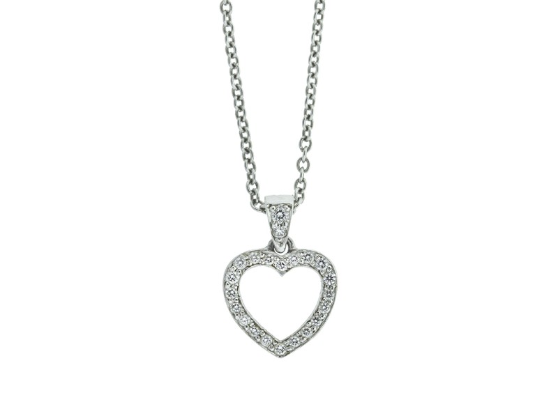 Tiffany & Co. Platinum and Diamond Open Heart Necklace