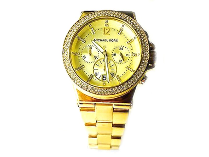 Michael Kors MK5386 44mm Chronograph Swarovski Glitz Gold Watch