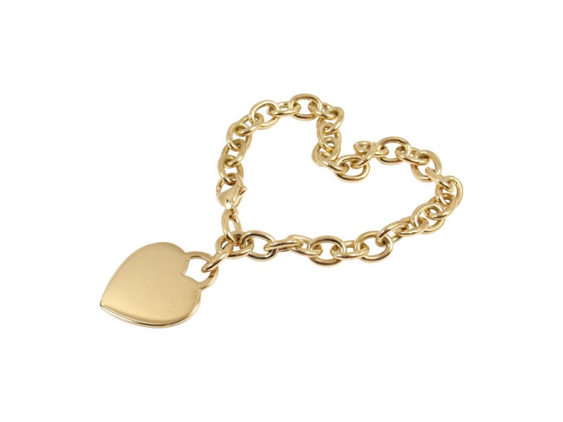 9K Yellow Gold Tiffany Style Bracelet with Heart Locket … | Drouot.com