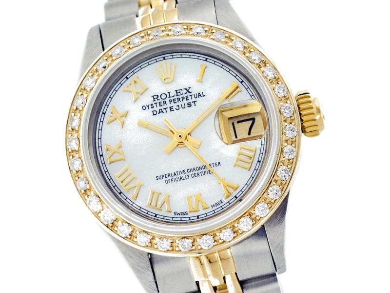 Rolex Datejust 69173 26mm Mother Of Pearl Diamond 18K Yellow Gold Stainless Steel Watch