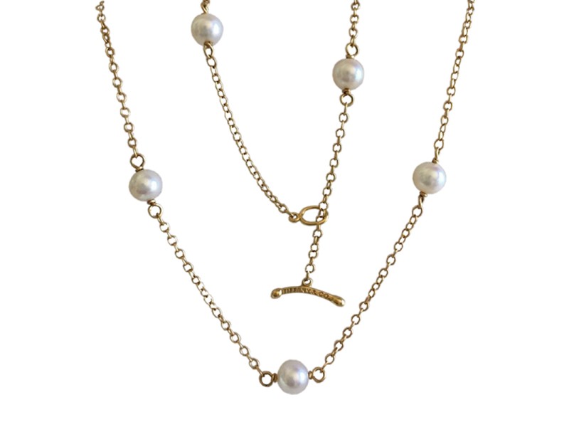 Tiffany Co. Elsa Peretti Gold & Pearl Necklace