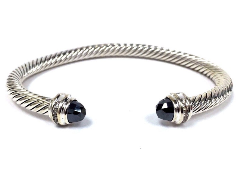 David Yurman 5mm Cable Classics Hematite & Diamond Cuff Bracelet