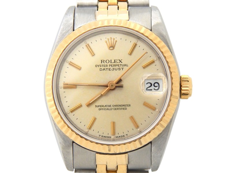 Mid Size Rolex Two-Tone Datejust Silver 68273