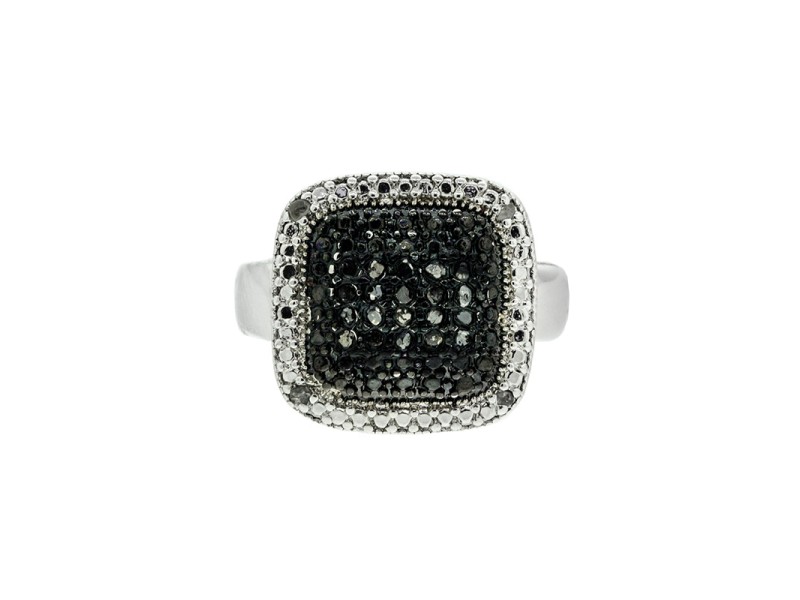 Sterling Silver White and Black Diamond Ring