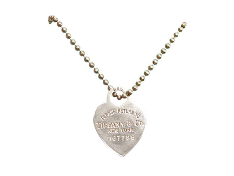 Tiffany & Co. 925 Sterling Silver Return Toe Heart Tag Necklace  