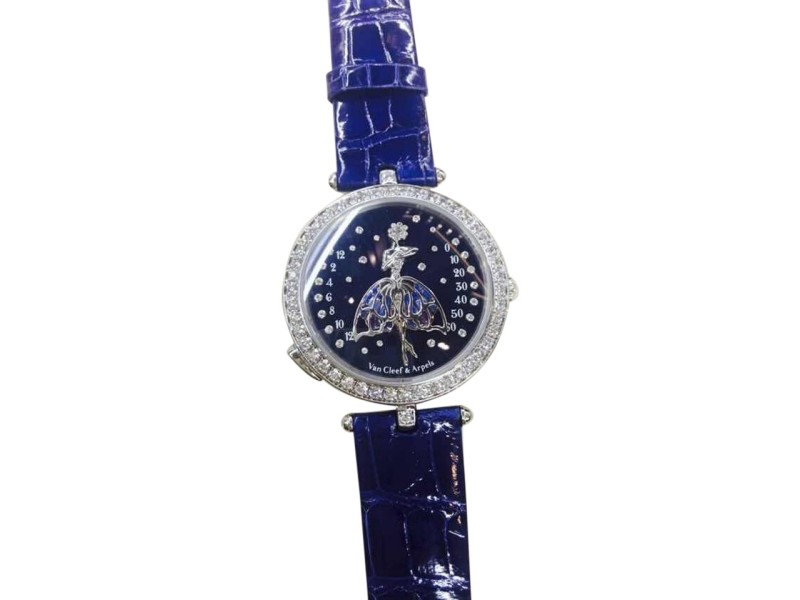 Van Cleef & Arpels Ballerine Enchantee 18K White Gold & Leather Diamond 40mm Watch