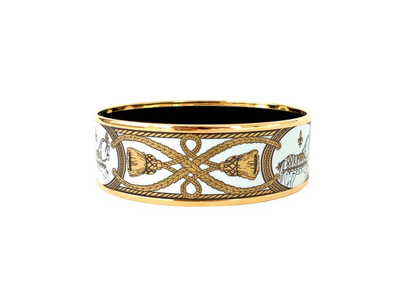 Hermes Gold Tone Enamel Bracelet Bangle