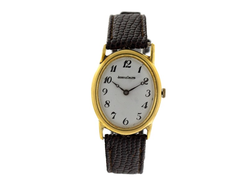Jaeger LeCoultre 18k Yellow Gold Vintage Oval Mens Watch