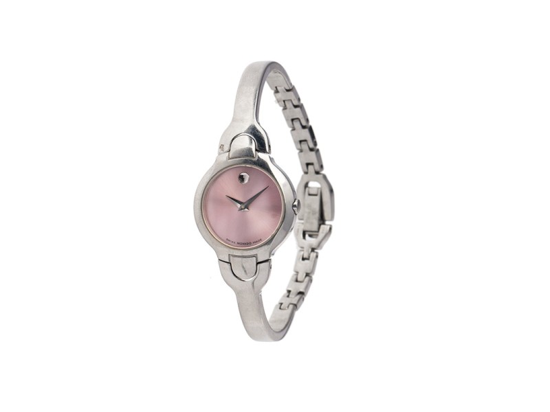 Movado Kara Ladies Pink Dial Stainless Steel Swiss Quartz Watch 0605284