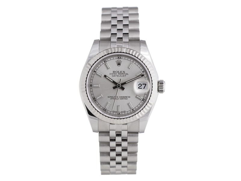 Rolex Datejust Steel and White Gold Silver Stick Dial 31mm Watch