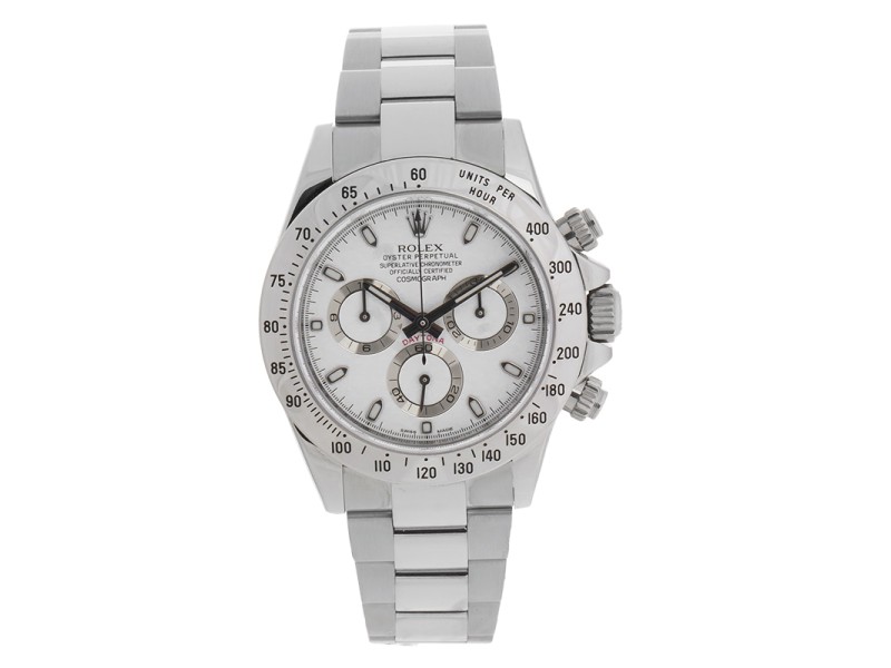 Rolex Daytona 116520 WSO Stainless Steel White Dial Scrambled 40mm Watch