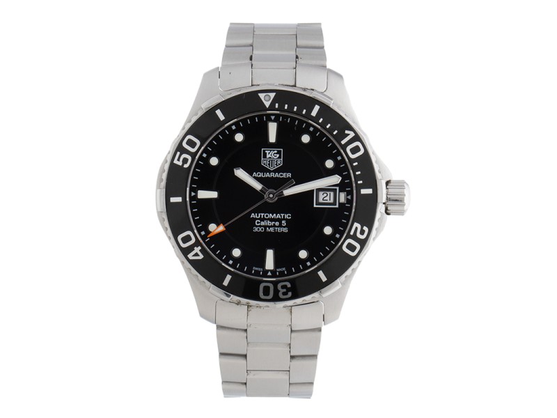 Tag Heuer Men's Aquaracer Calibre 5 Stainless Steel Black Dial Watch WAN2110	