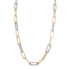 Rachel Koen 7.43Cttw Diamond Paper Clip Link Chain Necklace 