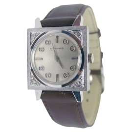 Longines 14K White Gold / Leather Vintage 25.5mm Unisex Watch