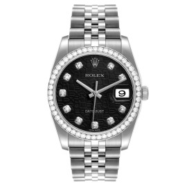 Rolex Datejust 36 Black Diamond Dial Bezel Unisex Watch 
