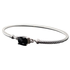 David Yurman 3mm Petite Wheaton Black Onyx with Diamonds Cable Bracelet