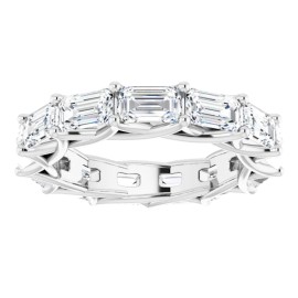 5 CARAT EMERALD-CUT DIAMOND ETERNITY RING IN PLATINUM 30 POINTER G COLOR VS1 CLARITY SHARED PRONG BAND 