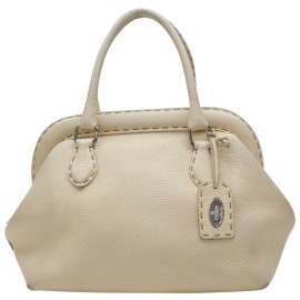 Fendi Cream Leather Selleria Bowler Bag 858819