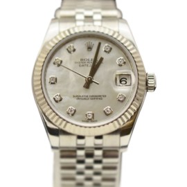 Rolex 178274 Datejust 18K Bezel Gray MOP Diamond Dial 31 mm Watch 