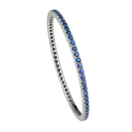 18K White Gold Handset Blue Sapphires Duga- Slip On Bracelet