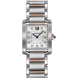 Cartier Tank Francaise Silver Dial Steel and 18kt Pink Gold Ladies Watch