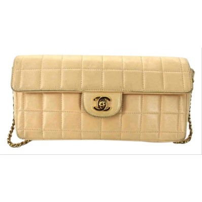 Sold at Auction: Chanel - an East West Chocolate Bar bag in baby pink  lambskin leather, elongated rectangular body with square grid quilt, flap  fastens with interlocking CC turn-lock, gold-tone hardware, leather