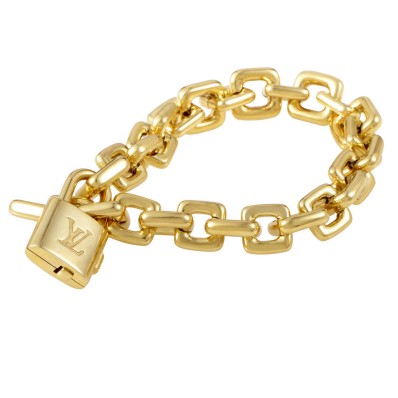 Louis Vuitton 18K Yellow Gold Padlock & Key Bracelet | Louis 