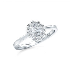 MadeForUs 1.00 Ct Oval Cut Lab Grown Diamond Halo Flower Ring in 14K White Gold (E-F, VS1-VS2, 1.00 cttw)