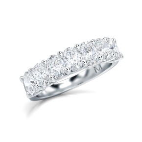 1.50 Ct Oval Cut Lab Grown Diamond Seven Stone Band Ring in 14K White Gold (E-F, VS1-VS2, 1.50 cttw) by MadeForUs