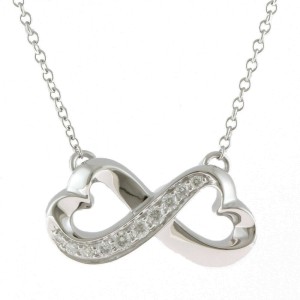 TIFFANY & Co 18K white Gold diamond heart Necklace LXKG-60