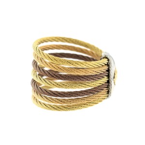 Alor 18K White Gold/Stainless steel & MULTI Cable RING