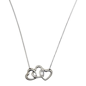 Tiffany & Co. Sterling Silver 3 Hearts Pendant Necklace