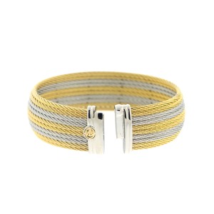 Alor 18K Yellow gold/stainless steel with 10 ROW Yellow AND GREY cable Bangle