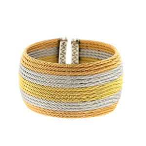 Alor 18K Yellow Gold/Stainless steel with. 16 ROWTRI COLOR cable Bangle