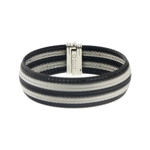 Alor 18K Yellow Gold/Stainless steel with 10 ROW Black AND GREY Bangle