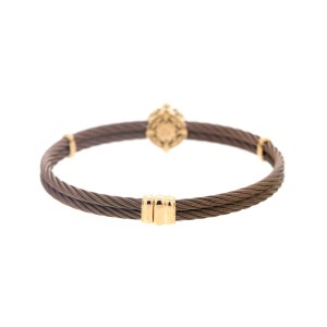 Alor 18K yellow gold & Bronze PVD Sterline Silver with Champage Diamonds Bangle