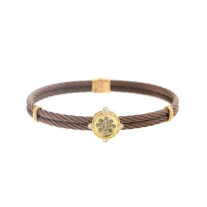 Alor 18K yellow gold & Bronze PVD Sterline Silver with Champage Diamonds Bangle