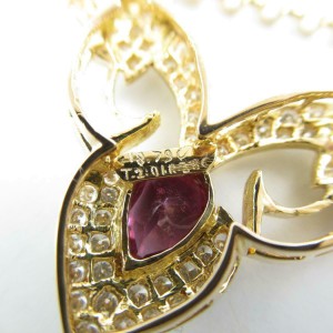 JEWELRY 18k pink gold Tourmaline diamond necklace RCB-32