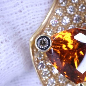 JEWELRY 18k Yellow gold Diamond Orange Garnet Necklace rcb-30