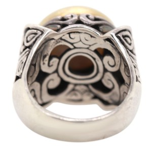 Sterling Silver with Gold and Center Pearl Ring