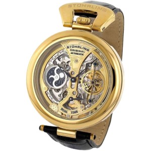 Stuhrling Emperor's Grandeur Gold-Tone Stainless Steel & Leather 48.9mm Watch