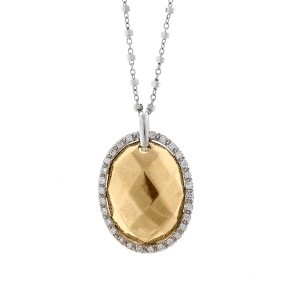 Alor 18K White Gold w. Yellow Gold FACET CENTER Necklace