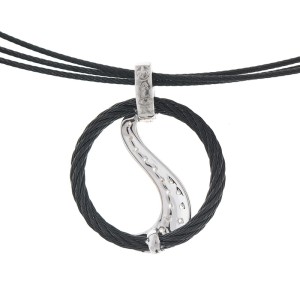 Alor 18K White Gold/Stainless steel & Black PVD THIN Cable Necklace