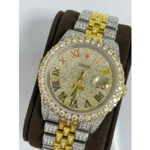Rolex Datejust 36mm Custom Diamond Two Tone Watch Jubilee Band