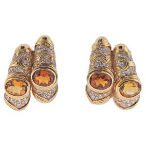Marina B Huda Citrine Diamond Gold Earrings