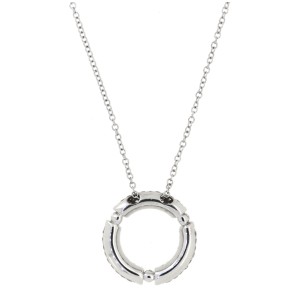 Movado White 18k Gold Round Circle 0.90ct Diamond Pendant Necklace