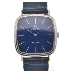 OMEGA de vill Gold Plated / Leather blue Dial Hand Winding Watch LXGJHW-64