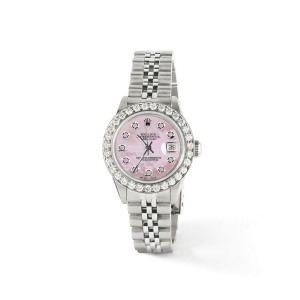 Rolex Datejust Steel 26mm Jubilee Watch Pink MOP 1.3CT Diamond Bezel & Dial